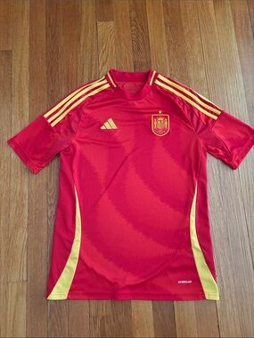 adidas Red and Yellow Spain Soccer Jersey